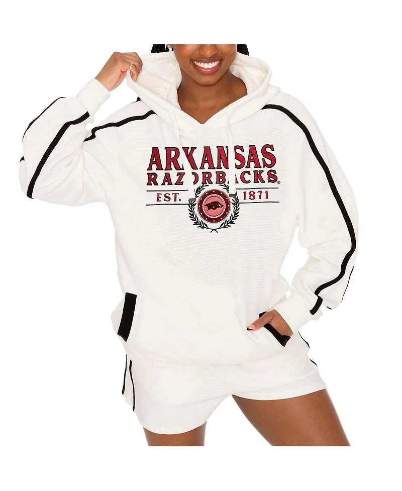Gameday Couture Women's Cream Arkansas Razorbacks Down, Set, Go Pullover Hoodie and Shorts Set