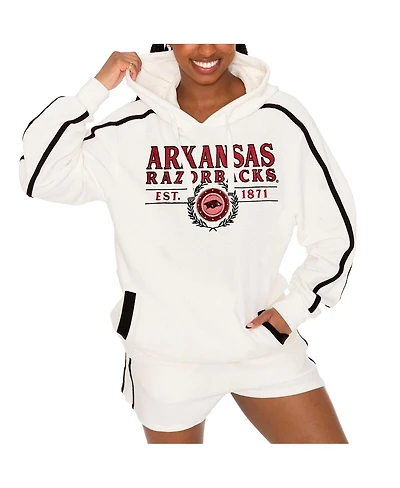 Gameday Couture Women's Cream Arkansas Razorbacks Down, Set, Go Pullover Hoodie and Shorts Set