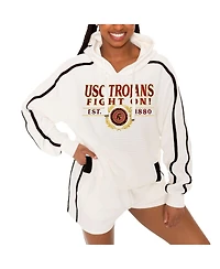 Gameday Couture Women's Cream Usc Trojans Down, Set, Go Pullover Hoodie and Shorts Set