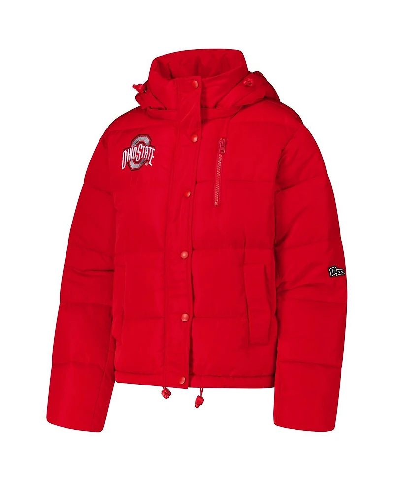 Hype and Vice Women's Scarlet Ohio State Buckeyes Puffer Jacket