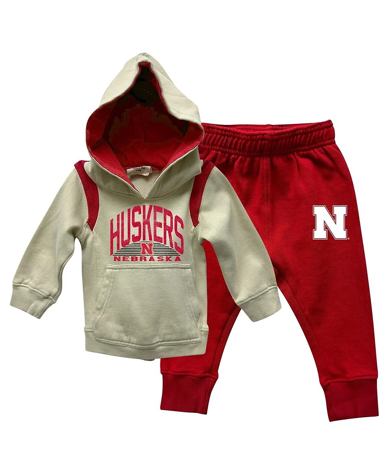 Wes & Willy Baby Boys and Girls Nebraska Huskers Colorblock Pullover Hoodie Sweatpants Set