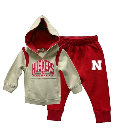 Wes & Willy Baby Boys and Girls Nebraska Huskers Colorblock Pullover Hoodie Sweatpants Set