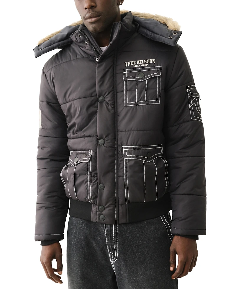 True Religion Men's Big T Convertible Puffer Jacket