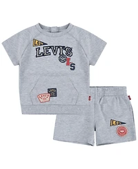 Levi's Baby Boys Coastal Prep Raglan Top and Shorts, 2-Piece Set