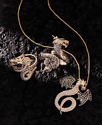 Le Vian Chocolate Diamond, Nude Diamond & Blackberry Diamond Dragon Pendant Necklace (1 ct. t.w) in 14k Honey Gold