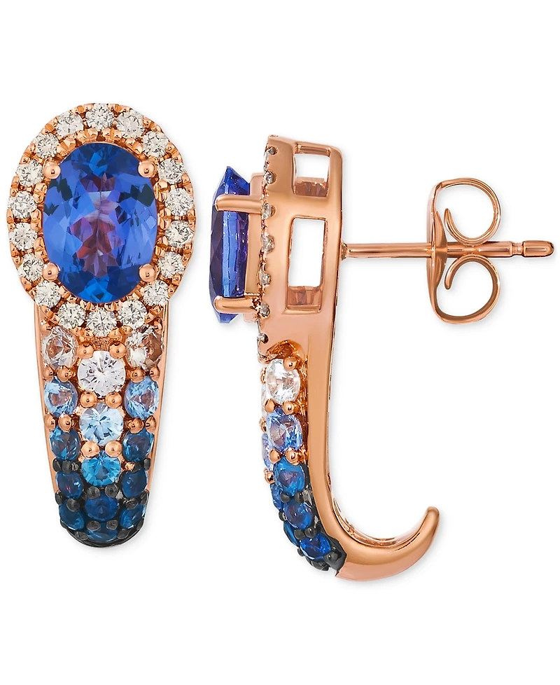 Le Vian Multi-Gemstone (2-1/10 ct. t.w.) & Nude Diamond (1/4 ct. t.w.) Ombre Drop Earrings in 14k Rose Gold