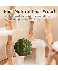 Costway 66" Tall Solid Wood Cat Tree with Perch Condo Jute Scratching Posts Sisal Rope