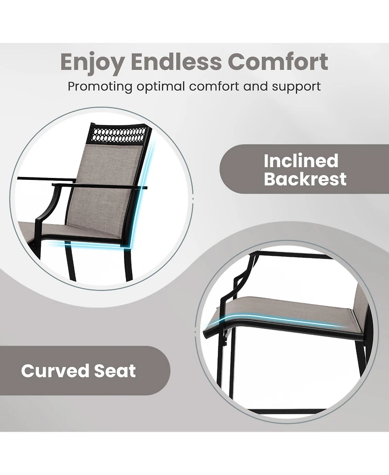 Gouun Outdoor Counter Stools Set of 2 Heavy-Duty Barstools with Footrest and Armrests