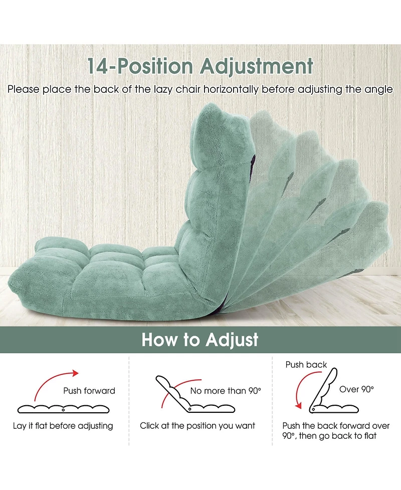 Adjustable 14-Position Floor Chair Folding Lazy Gaming Sofa Cushioned