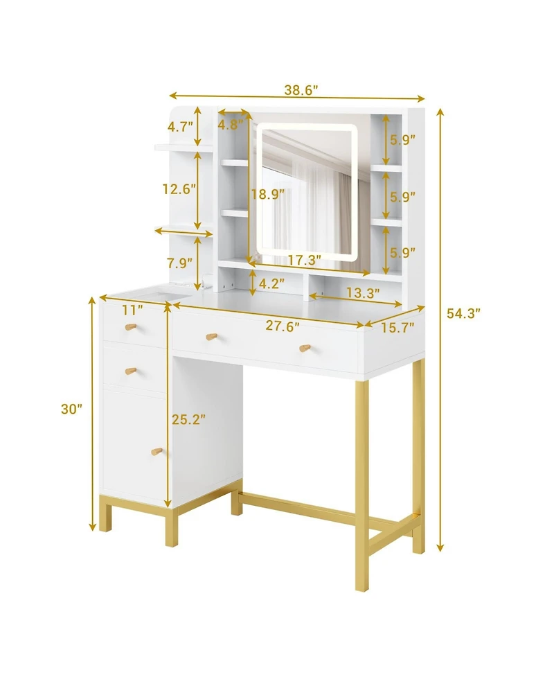 gaomon Makeup Vanity with Led Lighted Mirror & Power Outlet