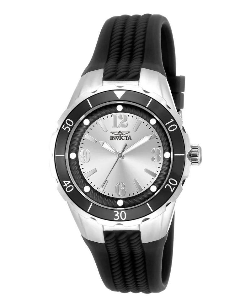Invicta Women's 17482 Angel Quartz 3 Hand Black, Silver Dial Watch