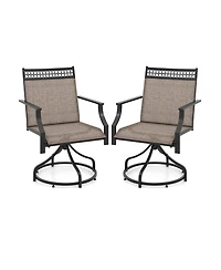 Gouun Patio Swivel Dining Chairs Set of 2 with Heavy-duty Metal Frame and Armrests