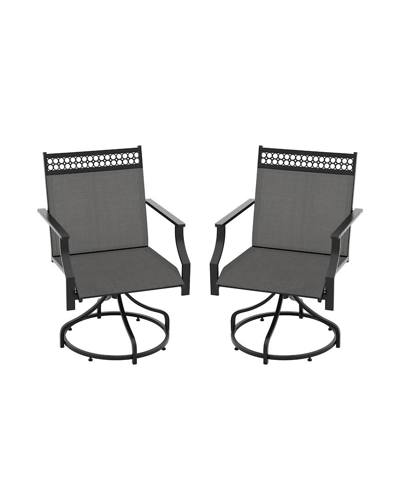 Gouun Patio Swivel Dining Chairs Set of 2 with Heavy-duty Metal Frame and Armrests