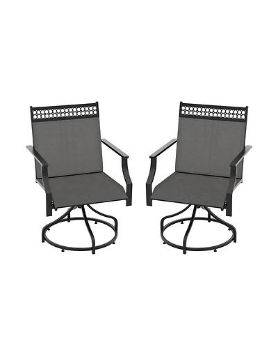 Gouun Patio Swivel Dining Chairs Set of 2 with Heavy-duty Metal Frame and Armrests