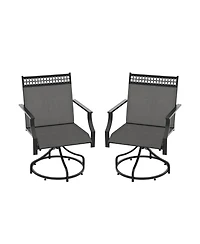 Gouun Patio Swivel Dining Chairs Set of 2 with Heavy-duty Metal Frame and Armrests