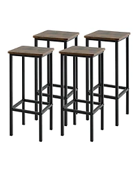 Gouun Set of 4 Bar Stool Set with Metal Legs and Footrest