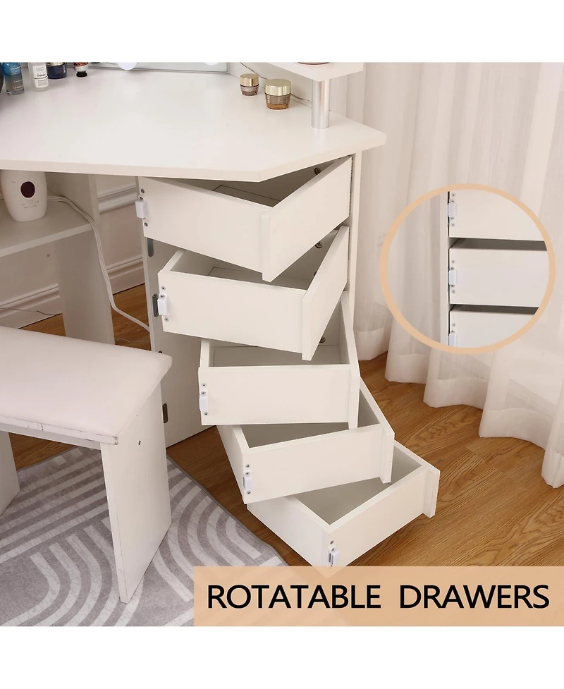 gaomon Makeup Vanity Desk with Lights & Power Outlet