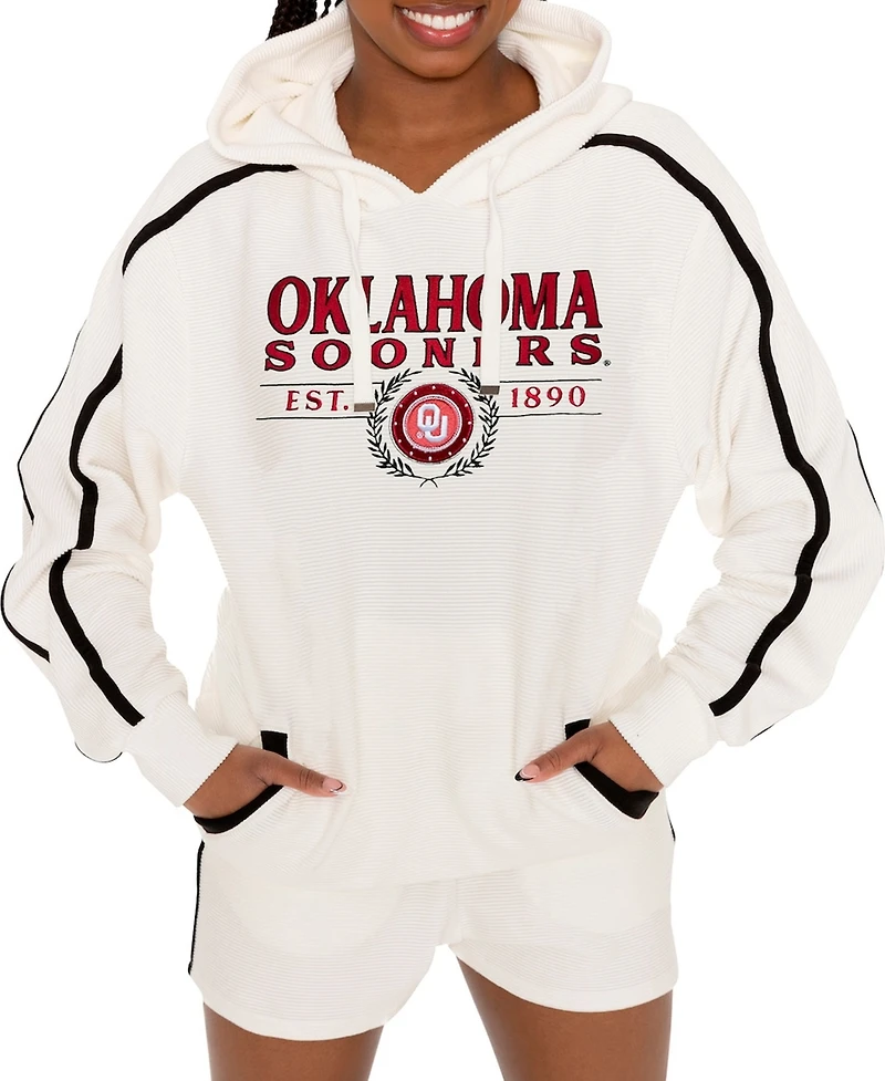 Gameday Couture Women's Cream Oklahoma Sooners Down, Set, Go Pullover Hoodie and Shorts Set