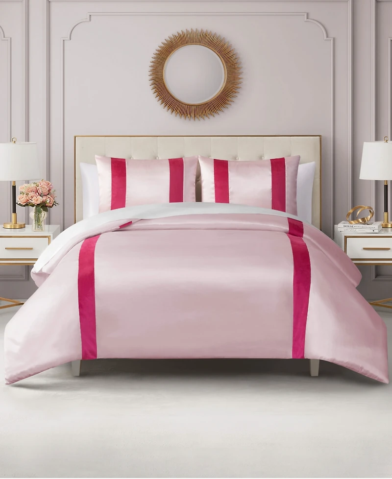 Juicy Couture Velvet Stripe on Satin 3-Pc. Duvet Cover Set, Full/Queen