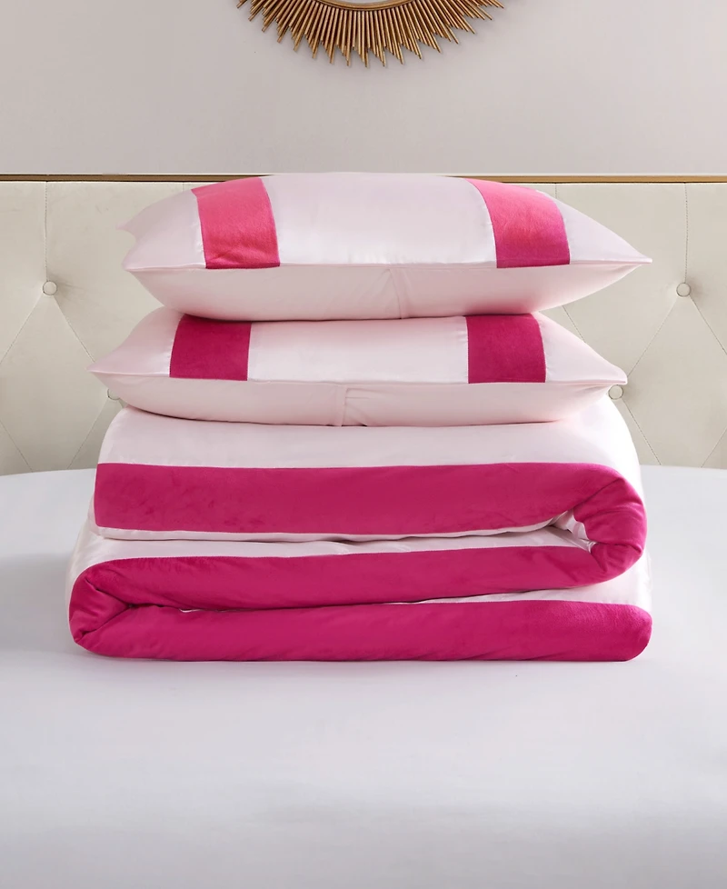 Juicy Couture Velvet Stripe on Satin 3-Pc. Duvet Cover Set, Full/Queen
