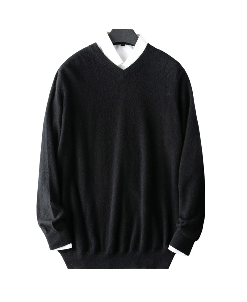 Bellemere New York Men's Solid V-Neck Merino Sweater