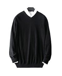 Bellemere New York Men's Solid V-Neck Merino Sweater