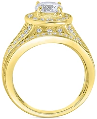Cubic Zirconia Halo Tapered Split Shank Bridal Set