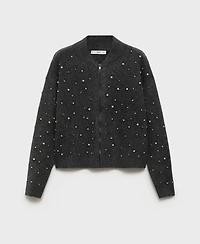 Mango Women's Cultivated Pearl Details Knitted Jacket