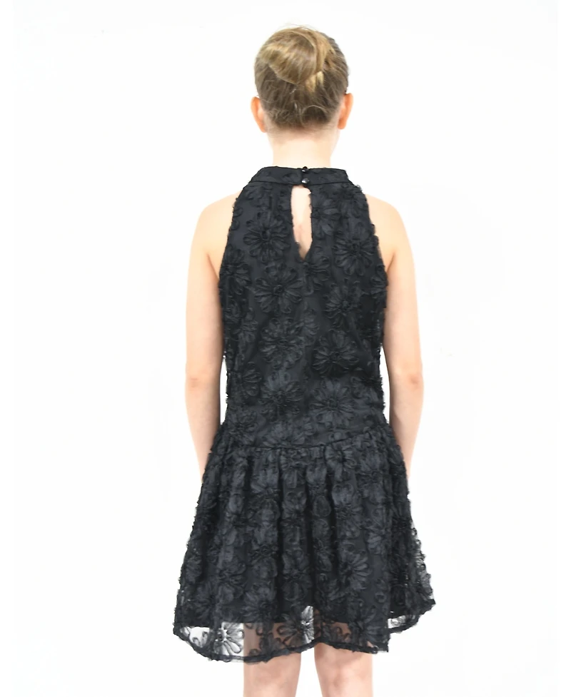 Pink & Violet Big Girls All Over Soutache Mesh U-Neck Dress