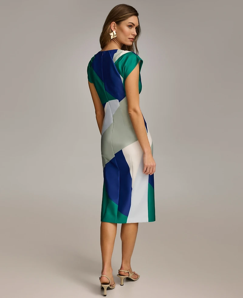 Donna Karan New York Women's Colorblocked Boat-neck Midi Dress