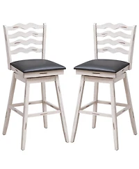 Gouun 360° Swivel Bar Stools with Rubber Wood Frame and Ergonomic Backrest and Footrest-29 inches