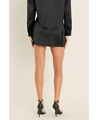 endless rose Women's Satin Cargo Mini Skirt