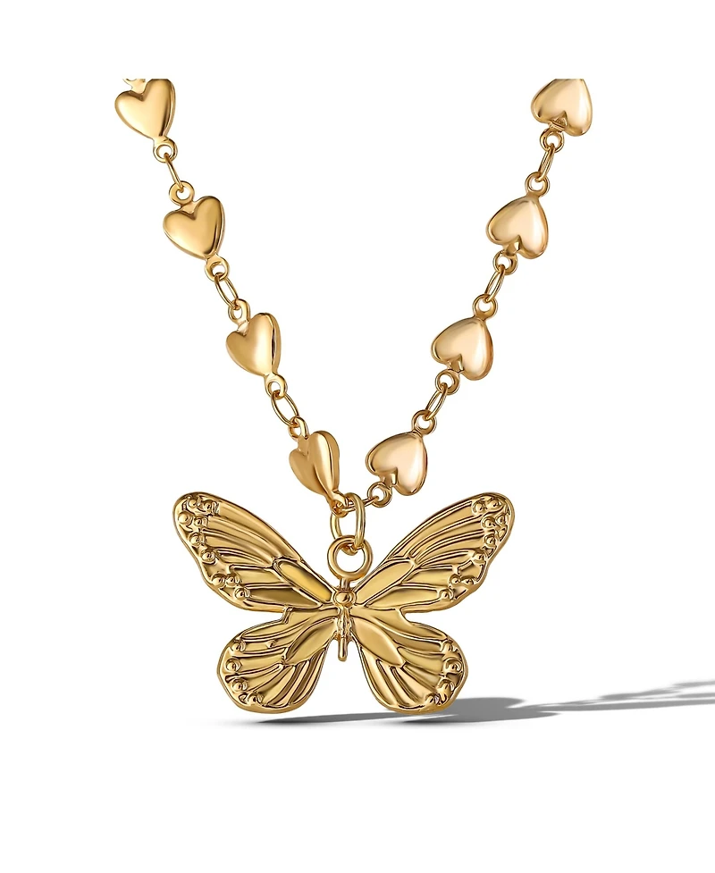 Jessica Simpson Heart Chain Butterfly Pendant Necklace
