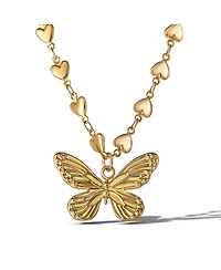 Jessica Simpson Heart Chain Butterfly Pendant Necklace