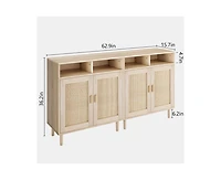 gaomon 2PCS Rattan Buffet Cabinet with Storage,2 Door Kitchen Storage Cabinet with Shelves, Wood Sideboard Cabinet for Kitchen,Shoe Cabinet Storage fo