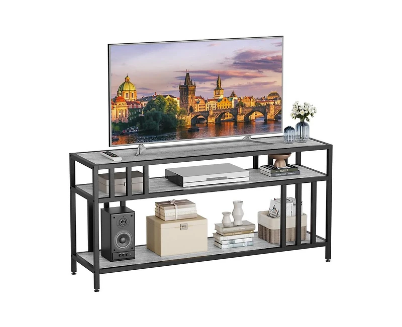 gaomon 65" Tv Stand for Tv up to 75 Inches, Entertainment Center with Open Storage Shelves, Tv Media Console Table with Quadruple-Tube Support for Liv