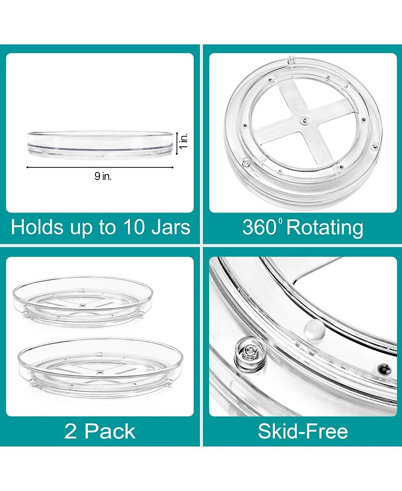 Sorbus 4 pack Flat Clear Lazy Susan Organizers