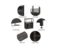 gaomon Wine Bar Cabinet with Detachable Wine Rack, Bar Rack Cabinet with Glass Holder and 1 Drawer, Mesh Door, Small Sideboard and Buffet Cabinet for