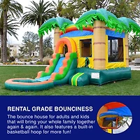 HeroKiddo Tropical Breeze Bounce House & Water Slide Combo with Detachable Pool (No Blower Included), Commercial Grade Inflatable