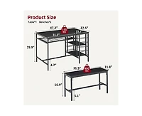 gaomon Dining Table Set for 4, Kitchen Table Set for 4 with 2 Benches, Rectangular Dining Room Table Set with Wine Rack & Storage Shelves, 3 Piece Din