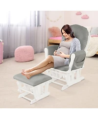 Gymax Baby Nursery Relax Rocker Rocking Chair Glider & Ottoman Set w/ Cushion