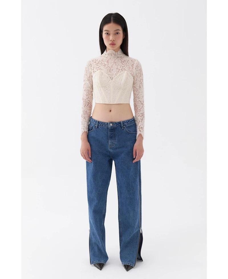 Nocturne Women's Corset-Look Lace Blouse