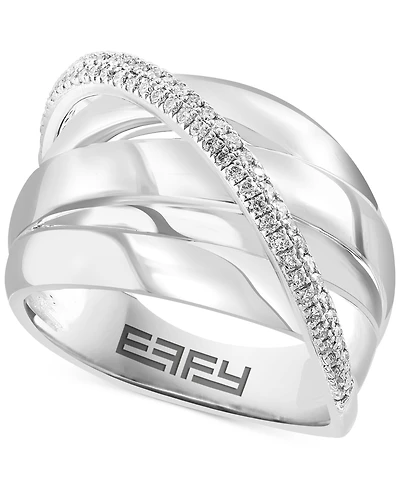 Effy Diamond Crossover Multirow Ring (1/4 ct. t.w.) in Sterling Silver