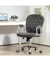 Homcom Vanity Office Chair Tufted Backrest Swivel Rolling Height Adjustable