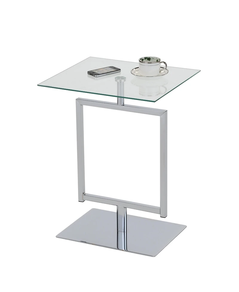 Kings Brand Furniture Side End Table with Metal Base and Tempered Glass Top