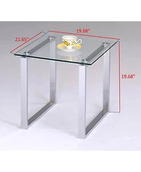 Kings Brand Furniture Bevan Chrome With Glass Top End Table
