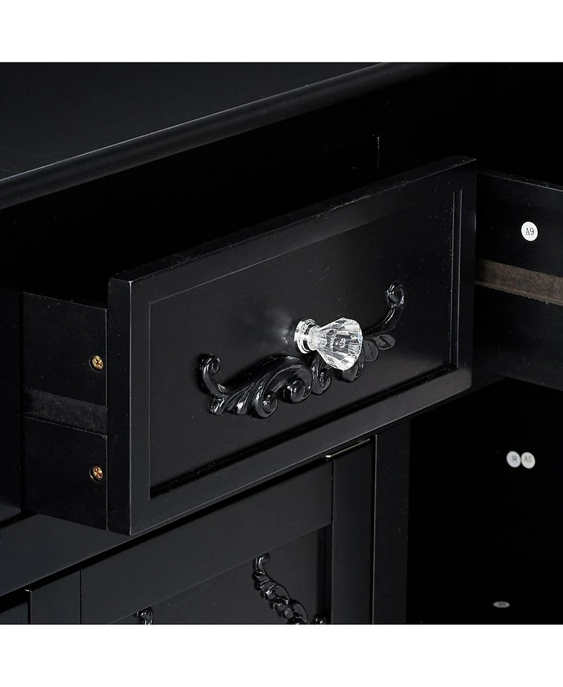 Kings Brand Furniture Wood Console Sideboard Table with Drawers and Storage, Black Finish