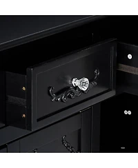 Kings Brand Furniture Wood Console Sideboard Table with Drawers and Storage, Black Finish