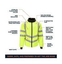 RefrigiWear Men's Hi Vis Diamond Quilted Water Repellent Jacket