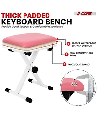 5 Core Keyboard Stand Single X Style Adjustable Piano Riser + Keyboard Piano Bench